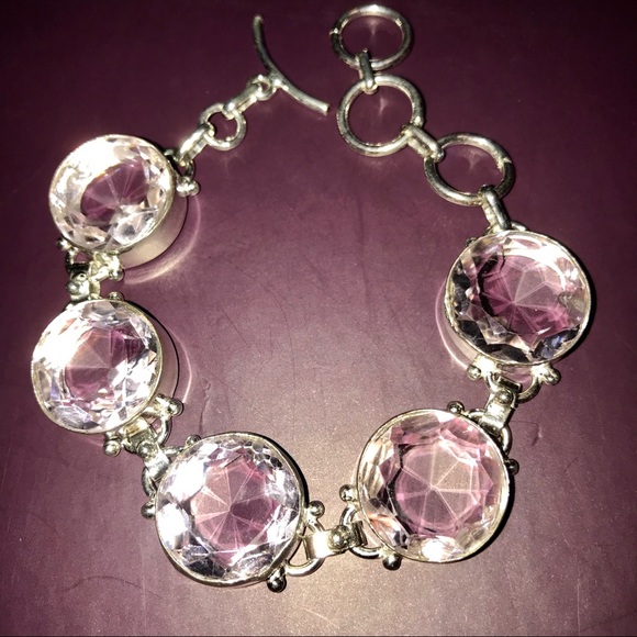 LIGHT PINK ROUND KUNZITE AND 925 STERLING BRACELET